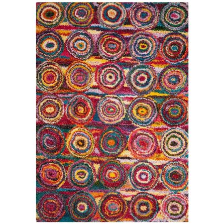 FLOWERS FIRST 5 ft. 1 in. x 7 ft. 6 in. Fiesta Shag Power Loomed Rug, Multi Color - Medium Rectangle FL1862539
